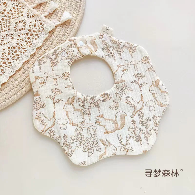 Newborn Baby Bibs for Boy Girl Cute Animal Burp Cloths Cotton Muslin Soft Infants Breathable Feeding Bibs Feeding Accessories