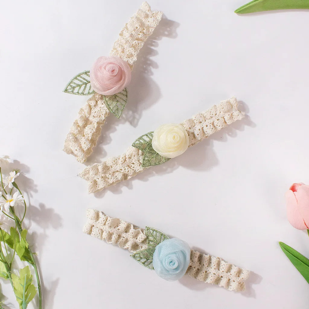 Pack of 3 New Infant Hairband 0-12M Sweet Lace Rose Baby Headband 3D Flower Girls Headwear Toddler Hair Accessory