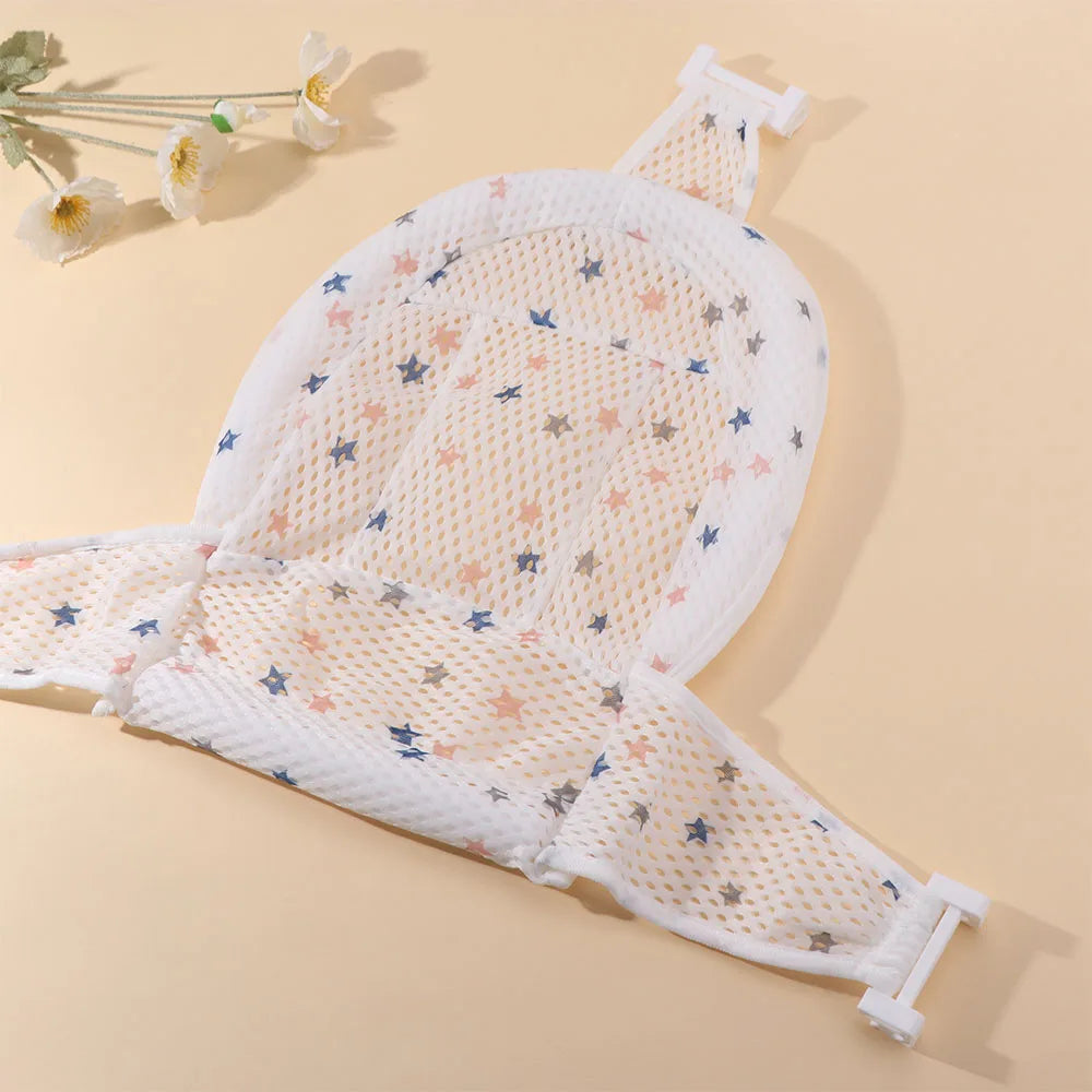 Comfortable Adjustable Baby Bathing Net Anti-slip Infant Bathtub Support Net Cross-shaped Newborn Shower Pillow Mat Baby Care