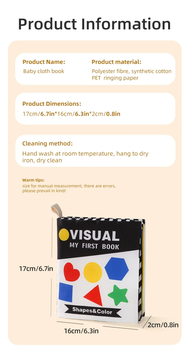 Baby Cloth Book Baby Toy 0-3 Year Old Infant Early Education Toy Shape Cloth Book