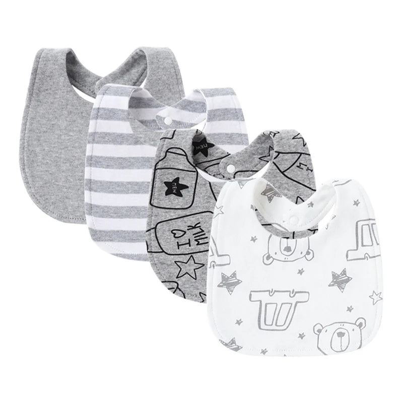 4Pcs Baby Bibs Burp Clothes Cotton Newborn Bibs Baby Stuff Infant Accessories Toddler Saliva Towels for Girls Boys Baby Care