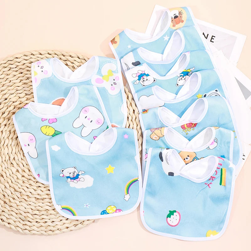 Random 5/8/10pcs Baby Cotton Babadores Burp Saliva Towel Cartoon Bibs Bandana Waterproof Boys Girls Accessories Clothing