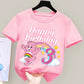 Care Bears Birthday Number T-shirt Children Tee Top Round Collar Clothing Kawaii Girls Short Sleeve Kids Cartoon Clothes Gift