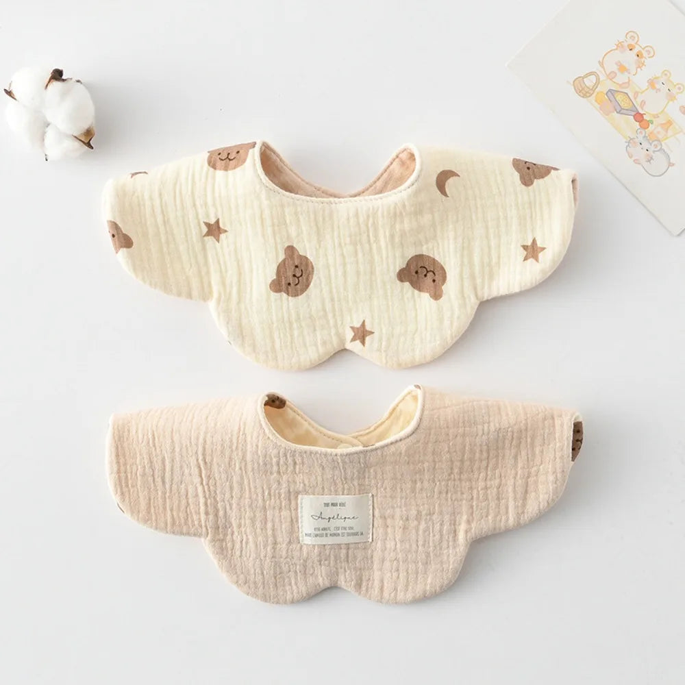 Cute Two-sided Usable Baby Feeding Bib Pure Cotton Gauze Pacifier Saliva Towel Breathable Petal Bib For Newborn Toddler