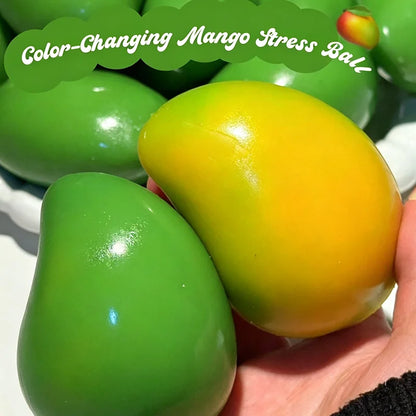 Color Changing Mango Squishy Fidget Toy, Soft ASMR Sensory Squeeze Ball, Anti-Anxiety Stress Relief Fidget Toy for Adults