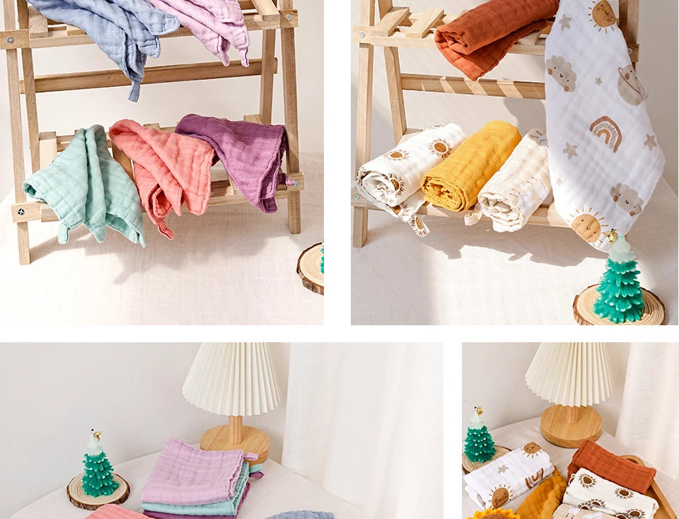 Kangobaby #My Soft Life# New 5pcs Pack Bamboo Cotton Breathable Baby Muslin Towel Newborn Burp Cloth