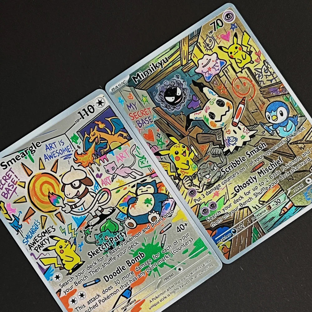 Pokemon Cards Lucario Smeargle Hand Drawn Art Painting Anime Cards PTCG Hobby Collection Game Rare Holo Pokemon Cards Toy Gift