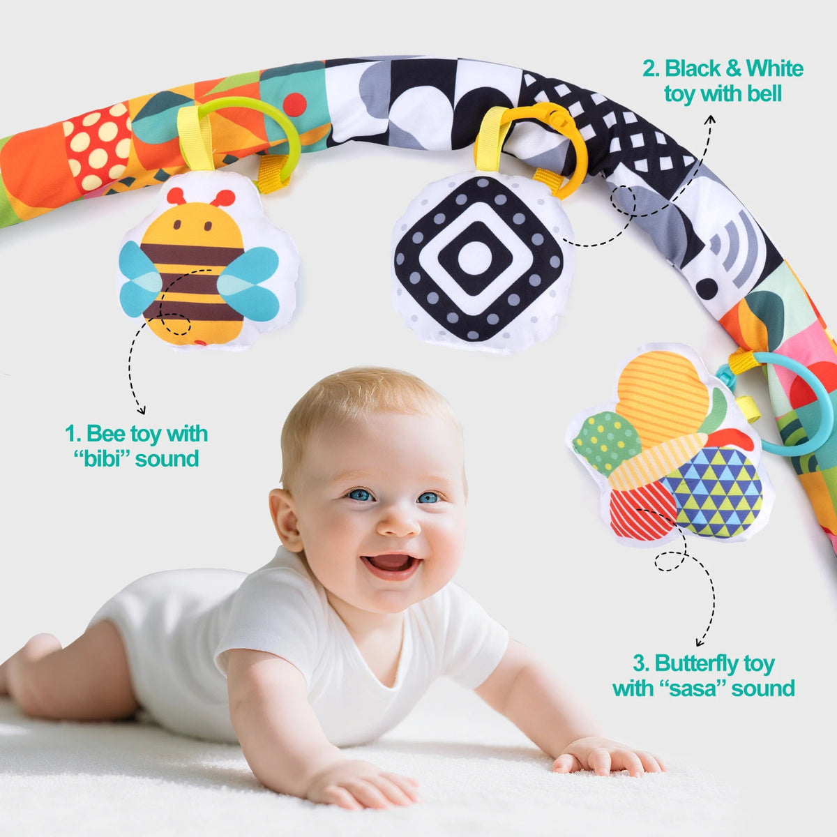 Baby Stroller Arch Toy Soft Cloth Toy Pram Activity Bouncer Toy Sensory Development Arch Newborns Car Seat Toy Fine Motor Skills