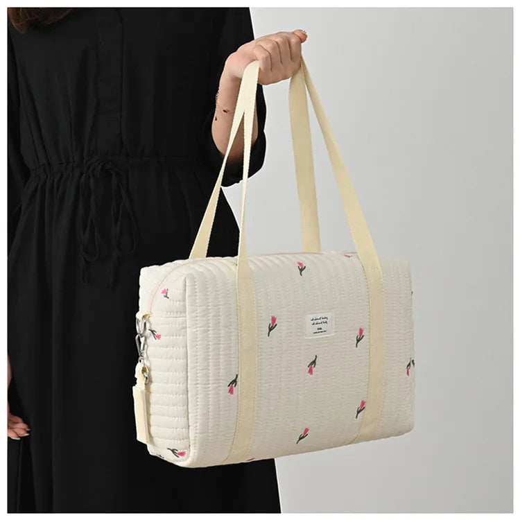 New Newborn Baby Care Diaper Bag Mommy Maternity Shoulder Bag Embroidery Quilted Stroller Diaper Storage Organizer Large Handbag