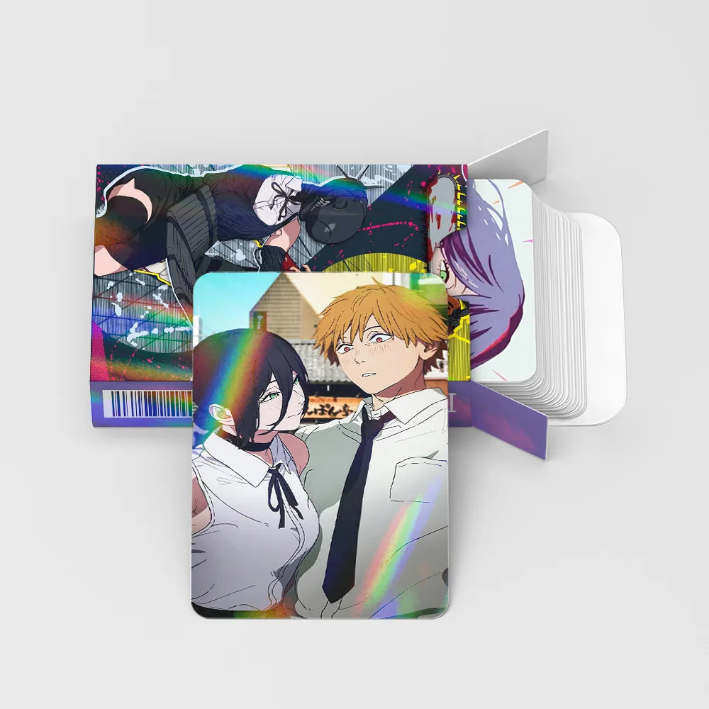30pcs/Set Chainsaw Man Flash Card, Chainsaw Man Holographic Card, Double-Sided LOMO Fan Collection Gift