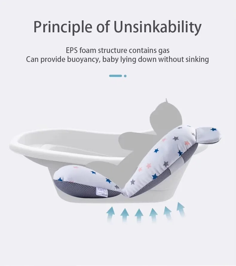 PANGDUBE Baby Bath Seat Newborn Bathtub Cushion Adjustable Support Pad with Non-Slip Mat 0-12 Months Shower Safety Float