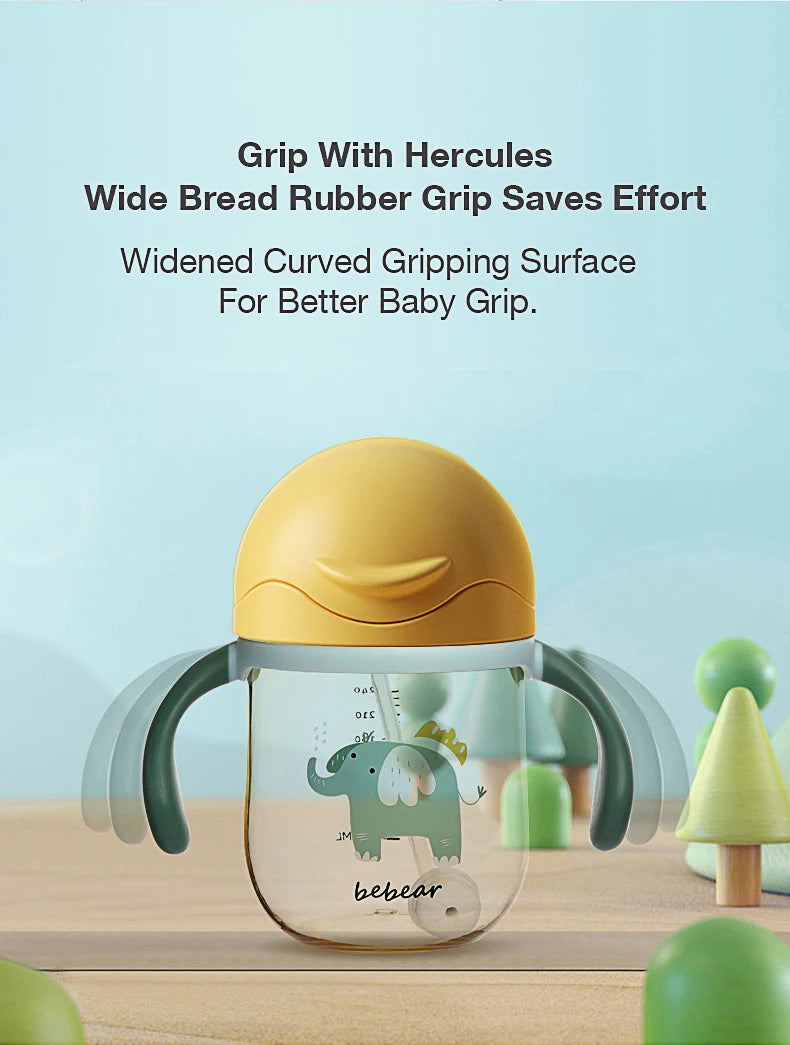 Baby Water Cups 250ML Baby Learning Drinking Cup with Double Handle Flip Lid Leakproof Infants Water Cups Bottle BPA Free
