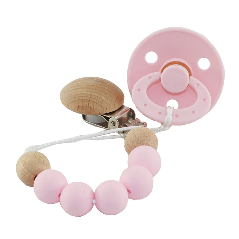 Modabebe Silicone Pacifier Chain BPA Free Baby Pacifier Anti-Drop Chain Wood Bead Pacifier Clips Dummy Chain