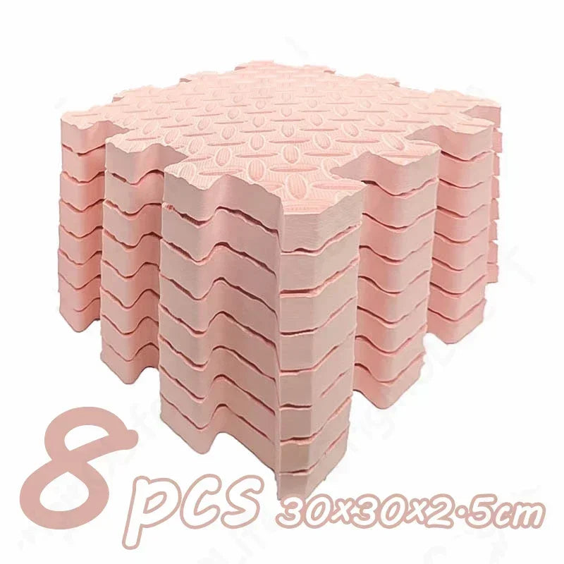 8Pcs/2.5cm Thick Nonslip Baby Crawling Play Mat Soundproof Puzzle Gym Mat for Children's Room and Eco-Friendly Puzzle Mat