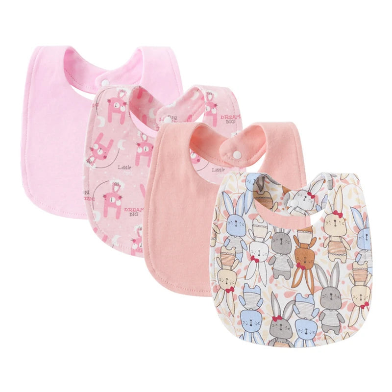 4Pcs Baby Bibs Burp Clothes Cotton Newborn Bibs Baby Stuff Infant Accessories Toddler Saliva Towels for Girls Boys Baby Care