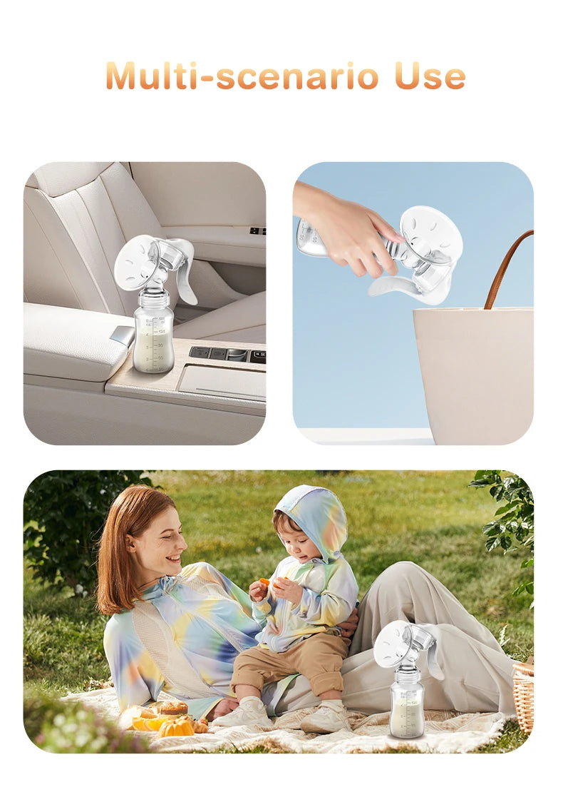 Manual Breast Pump Baby Bottle 2-in-1 Milk Extractor & Storage Bottle Soft Silicone Massage BPA-Free for Nursing Mom MB6