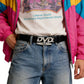 Unisex Nostalgic DVD Buckle Belt Versatile Black White Decorative Waist Straps Belt for Men Women Jeans Matching Gift for Her