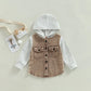 2022-11-03 Lioraitiin 0-4Years Kid Boy Coat Long Sleeve Hooded Pockets Buttons Patch Color Cardigan Party Spring Autumn Coat