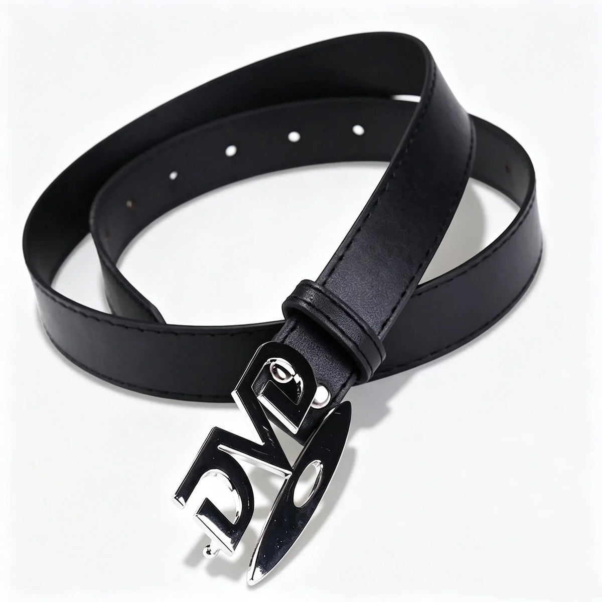Men Women Unisex Decorative Belt with DVD Shape Buckle, Retro Nostalgic Waist Strap, Versatile Black White Belt for Jeans Outfit