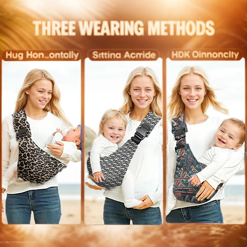 Baby Going Out Safety Carrier Simple Leopard Pattern Portable Front Hug Type Back Baby Out of the Baby Artifact Waist Stool