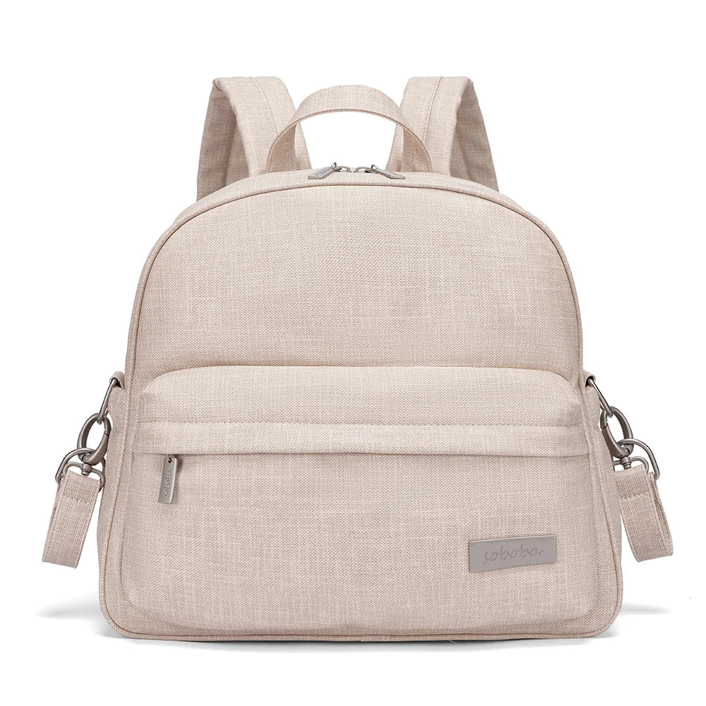 Soboba Stylish Diaper Backpack for Women Solid Fashion Waterproof Large Capacity Multi-funcional Nappy Changing Bag with 2 Strap