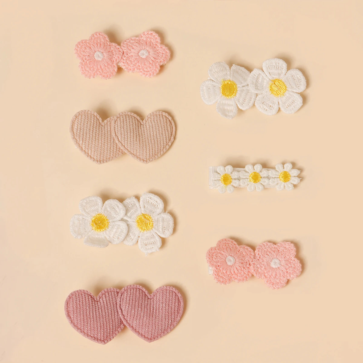 7pcs New Hot Selling Love Small Flower Combination Hairpin Cute Little Baby With Bangs Small Barrettes Girl's Sweet Hair Clip
