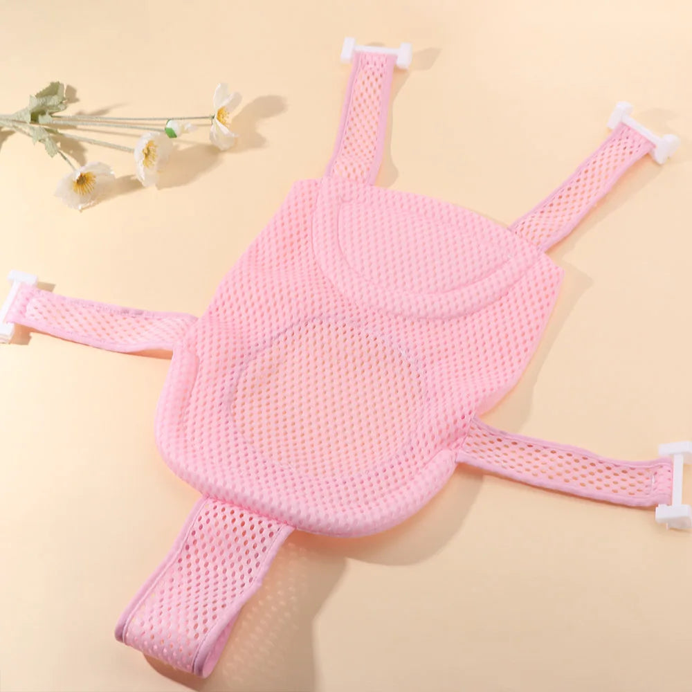 Comfortable Adjustable Baby Bathing Net Anti-slip Infant Bathtub Support Net Cross-shaped Newborn Shower Pillow Mat Baby Care