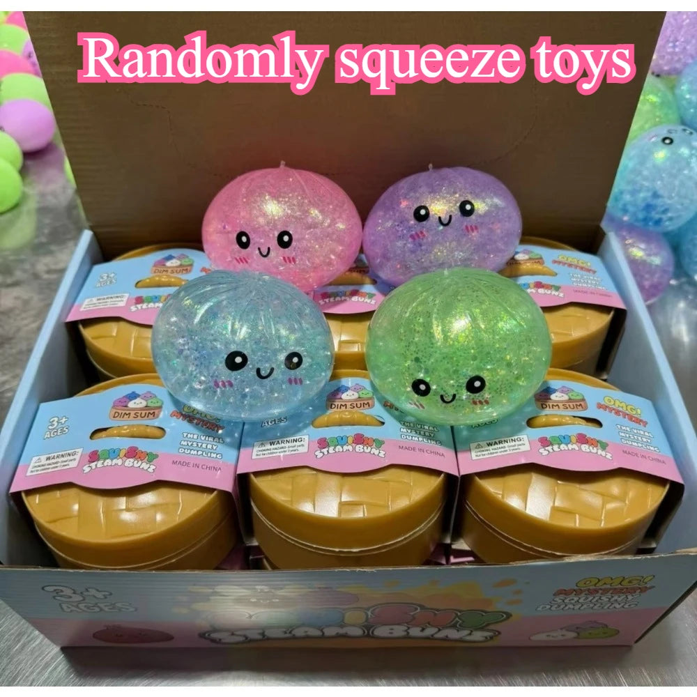 Dumpling Mystery Box: Random Color Glitter Squishy Toy, Maltose Texture Slow Rising Stress Ball, Aesthetic Desk Toys