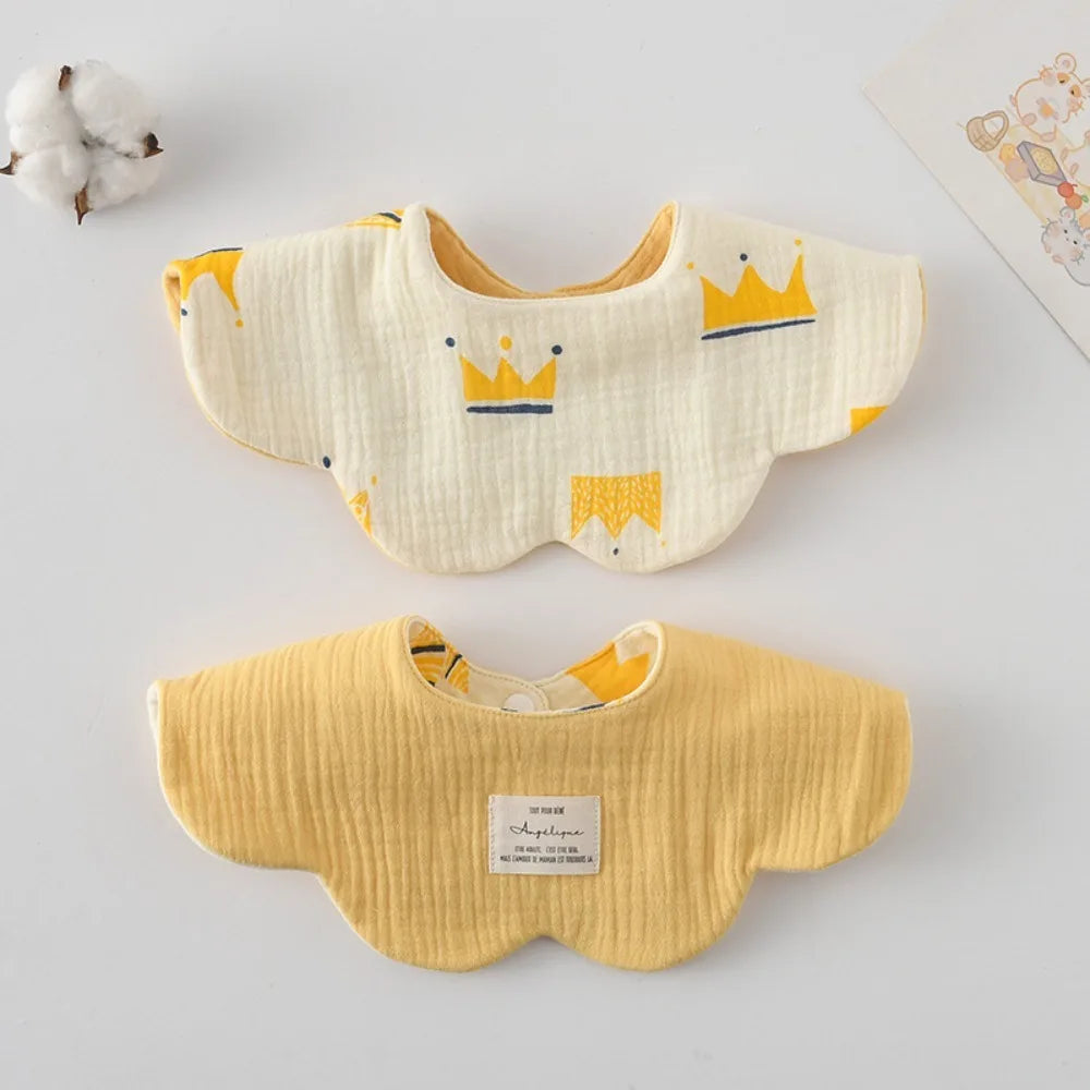 Cute Two-sided Usable Baby Feeding Bib Pure Cotton Gauze Pacifier Saliva Towel Breathable Petal Bib For Newborn Toddler