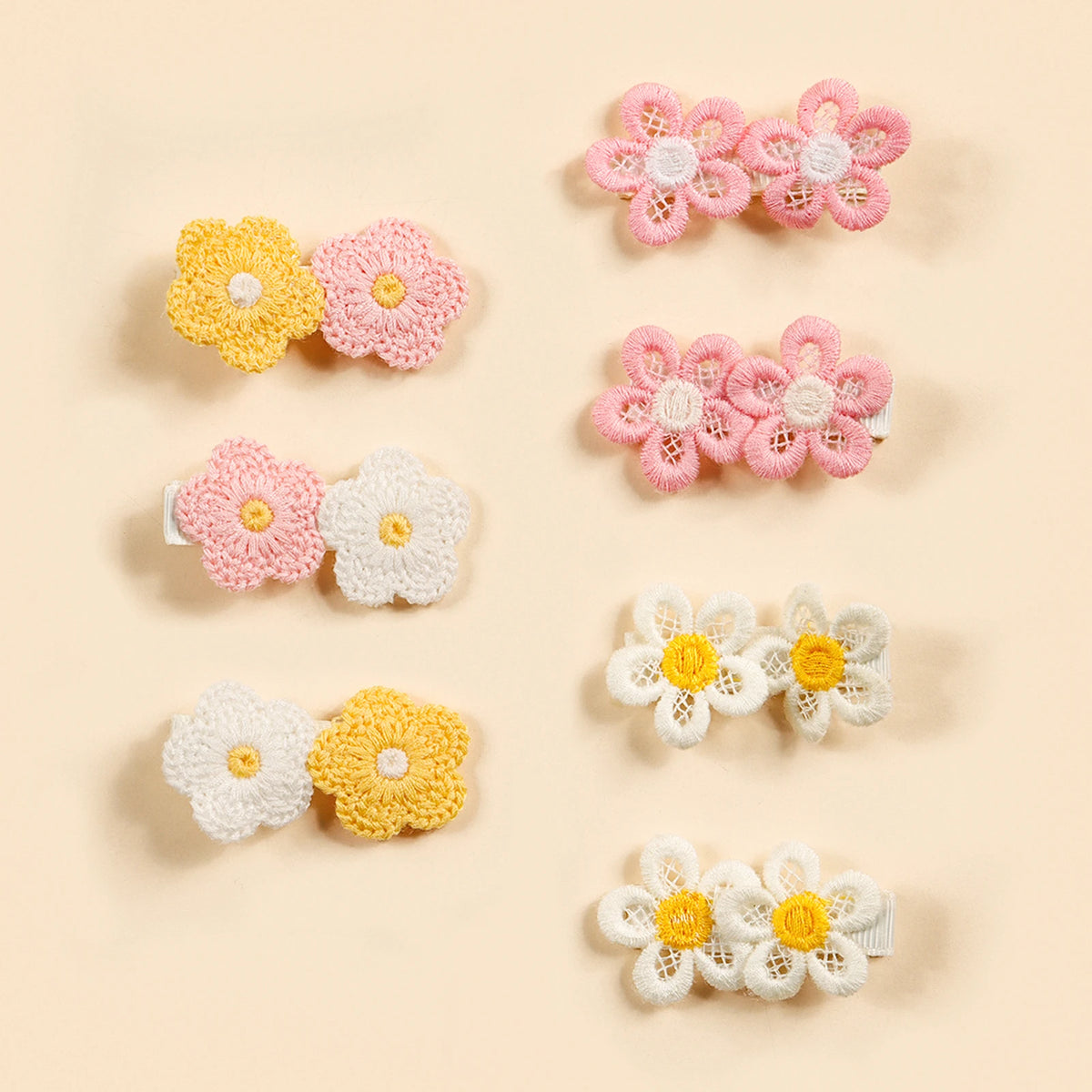 7pcs New Hot Selling Love Small Flower Combination Hairpin Cute Little Baby With Bangs Small Barrettes Girl's Sweet Hair Clip