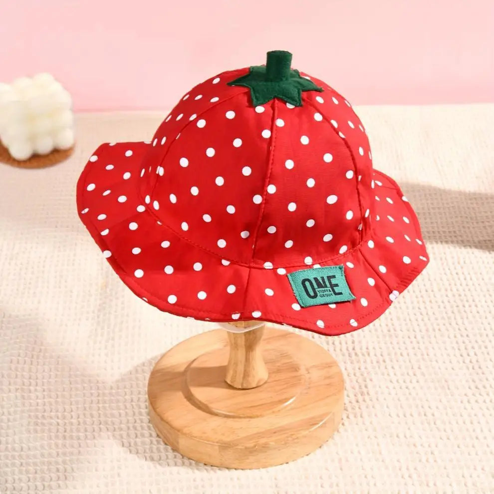 Cartoon Fruit Baby Bucket Hat Cute Strawberry Red Cap for Toddler Kids Boy Girl Summer Ruffle Wide Brim Sun Hats