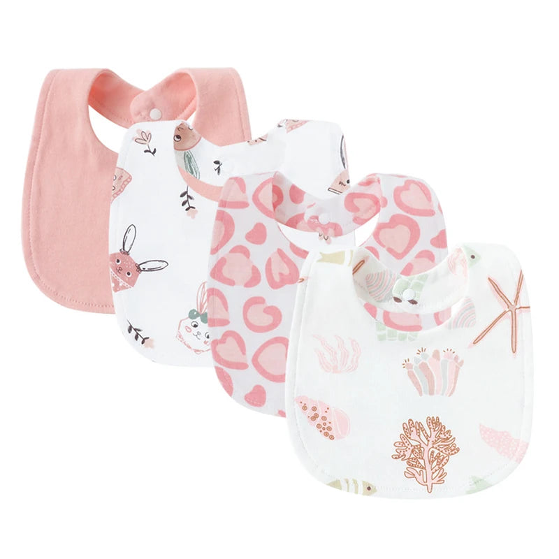 4Pcs Baby Bibs Burp Clothes Cotton Newborn Bibs Baby Stuff Infant Accessories Toddler Saliva Towels for Girls Boys Baby Care
