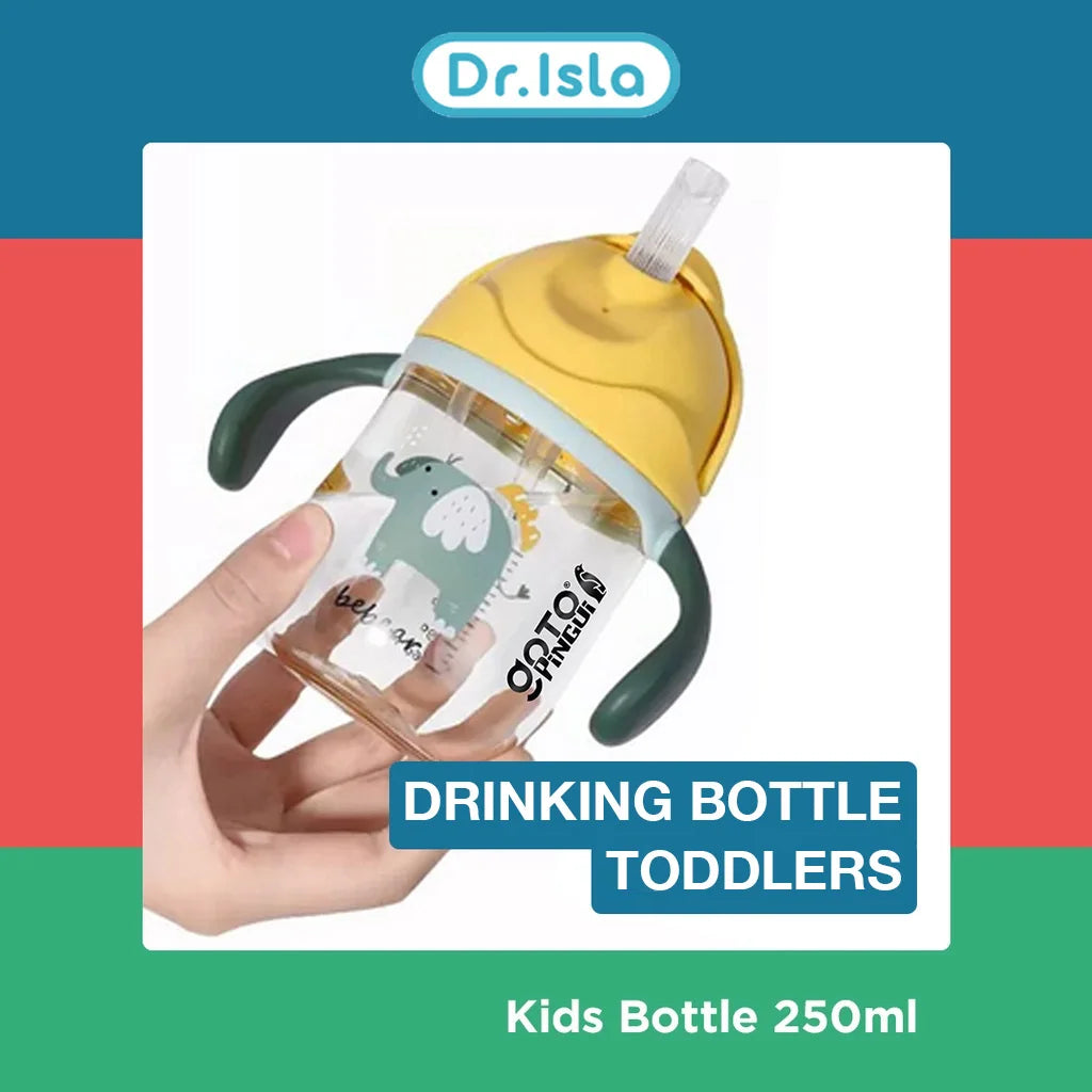 Baby Water Cups 250ML Baby Learning Drinking Cup with Double Handle Flip Lid Leakproof Infants Water Cups Bottle BPA Free