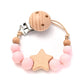 New Baby Pacifier Chain Clips Wood Pentagram Teether Silicone Round Beads Teething Chain For Care Soother Chew Toys Shower Gift