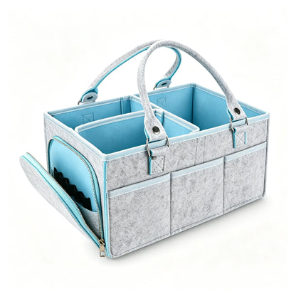 Large Baby Diaper Caddy Organizer,Thick Felt Nursery Storage Basket, Portable Infant Must Haves Essentials, Newborn Shower Gift