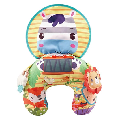 Baby Tummy Time Pillow with Rattle Toys, Multifunctional Crawling Mat Play Gym for Infants, Colorful Cartoon Animals Support Cus
