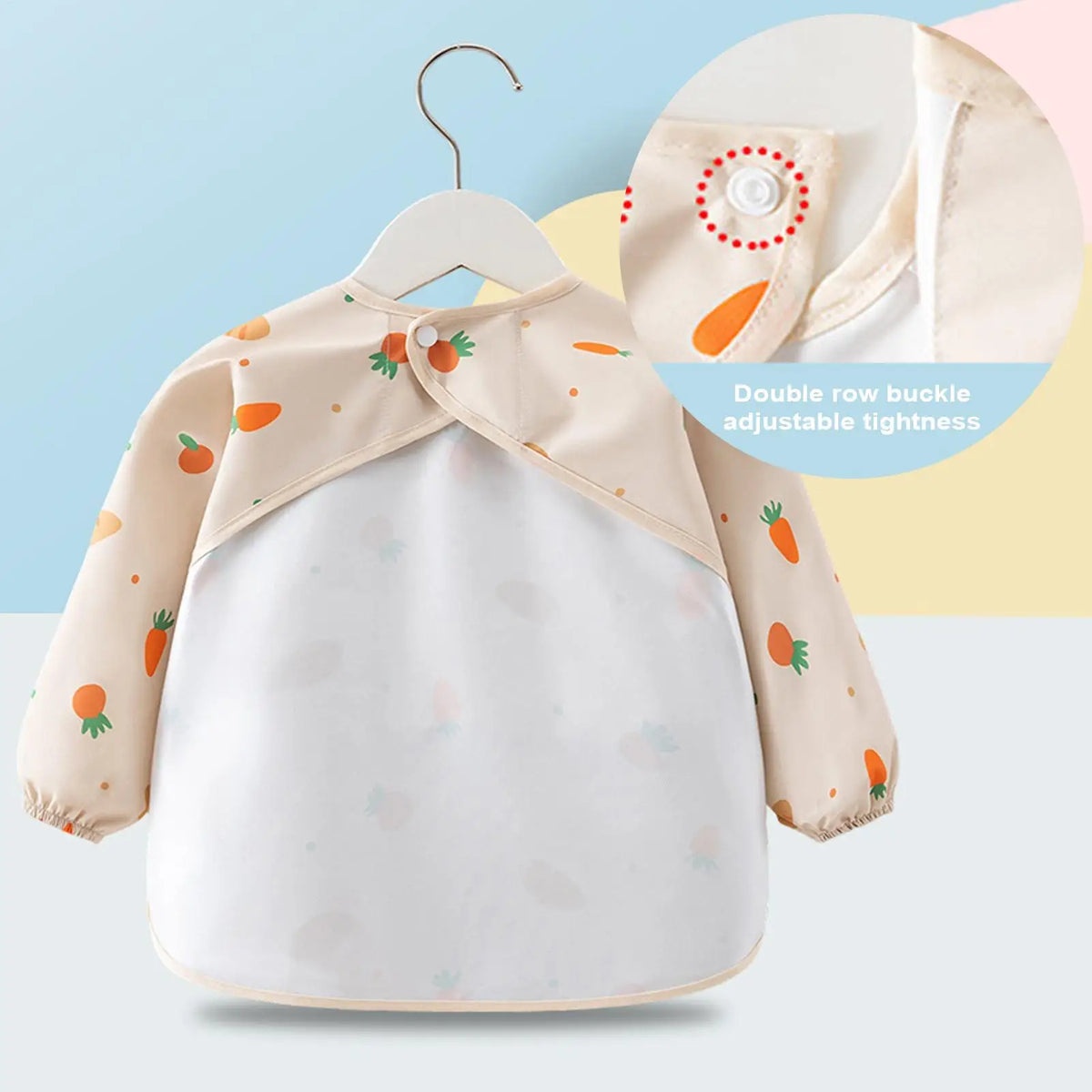 Baby Smock Bib Soft Full Sleeve Adjustable Weaning Smock Full Sleeve Toddler Eating Shirt Bibs for 6-36 Months Kids Girls Boys