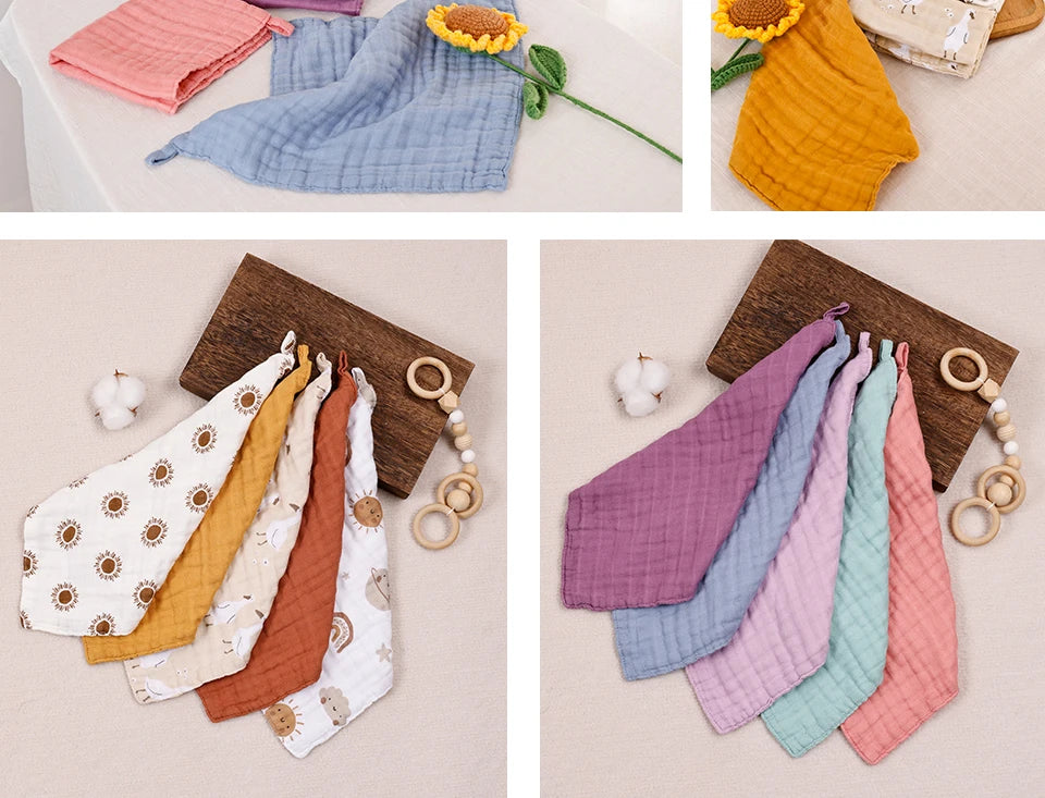 Kangobaby #My Soft Life# New 5pcs Pack Bamboo Cotton Breathable Baby Muslin Towel Newborn Burp Cloth