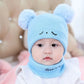 2pcs Winter Baby Hat Scarf Set Toddler Girl Boy Cap Knitted Beanie Fur Ball Cartoon Bear Snow Outfit Infant Accessories