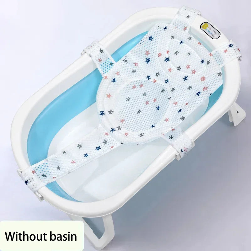Baby Bath Net Mat Bathtub Cross-shaped Newborn Adjustable Bathtub Pillow Seat Cushion Anti-slip Shower Cradle Bed Seat
