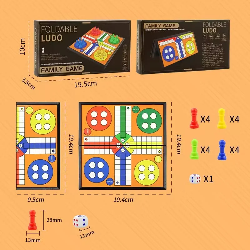 Ludo Game Set Strategy Game Parent Interaction with Foldable Board Travel Family Game for Party Toy Interactive Board Game