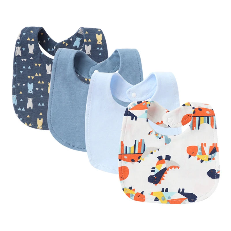4Pcs Baby Bibs Burp Clothes Cotton Newborn Bibs Baby Stuff Infant Accessories Toddler Saliva Towels for Girls Boys Baby Care
