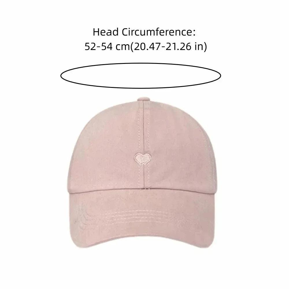 Embroidery Love Heart Baseball Cap Empty Tail Design Adjustable Strap Children Sun Hat UV Protection Amagi