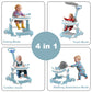 4 in 1 Baby Walker Toddler Baby Push Walker with Sunshade, Removable Feeding Tray and Music Tray Foldable Walker