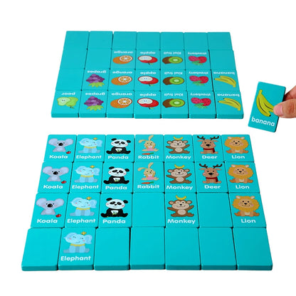 Children Hand Scratch Wooden  Puzzle Toy Board Baby Cartoon Montessori Early Education Farm Fruit Cognitive Puzzle Toy