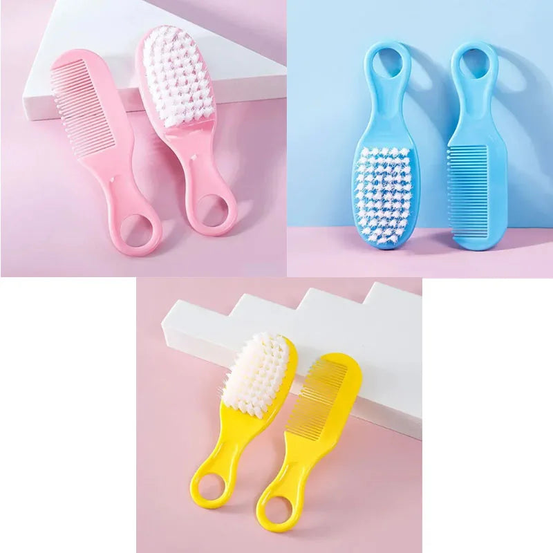 Baby Hairbrush Comb Portable Newborn Infant Toddlers Soft Hair Brush Head Massager Comb Set Baby Kid Hair Care Supplies