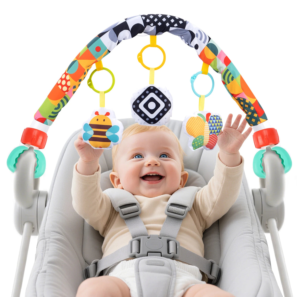 Baby Stroller Arch Toy Soft Cloth Toy Pram Activity Bouncer Toy Sensory Development Arch Newborns Car Seat Toy Fine Motor Skills