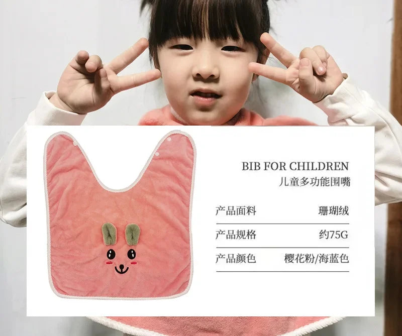 Baby Bibs for Children Washing Face Towel Soft Salive Towel Boys Girls Learning Brushing Teeth Towel for 3-8 Years Kids