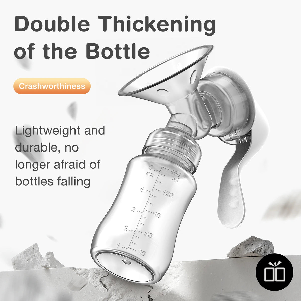 Manual Breast Pump Baby Bottle 2-in-1 Milk Extractor & Storage Bottle Soft Silicone Massage BPA-Free for Nursing Mom MB6