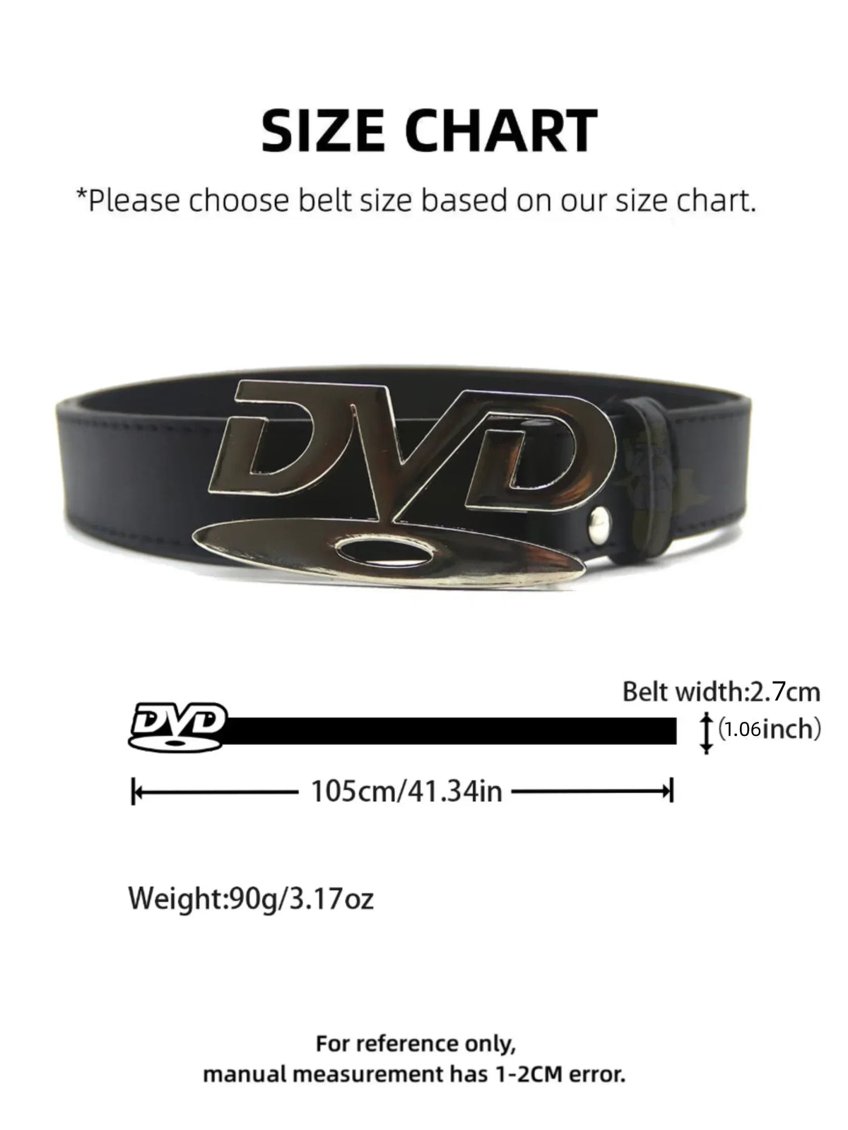 Men Women Unisex Decorative Belt with DVD Shape Buckle, Retro Nostalgic Waist Strap, Versatile Black White Belt for Jeans Outfit